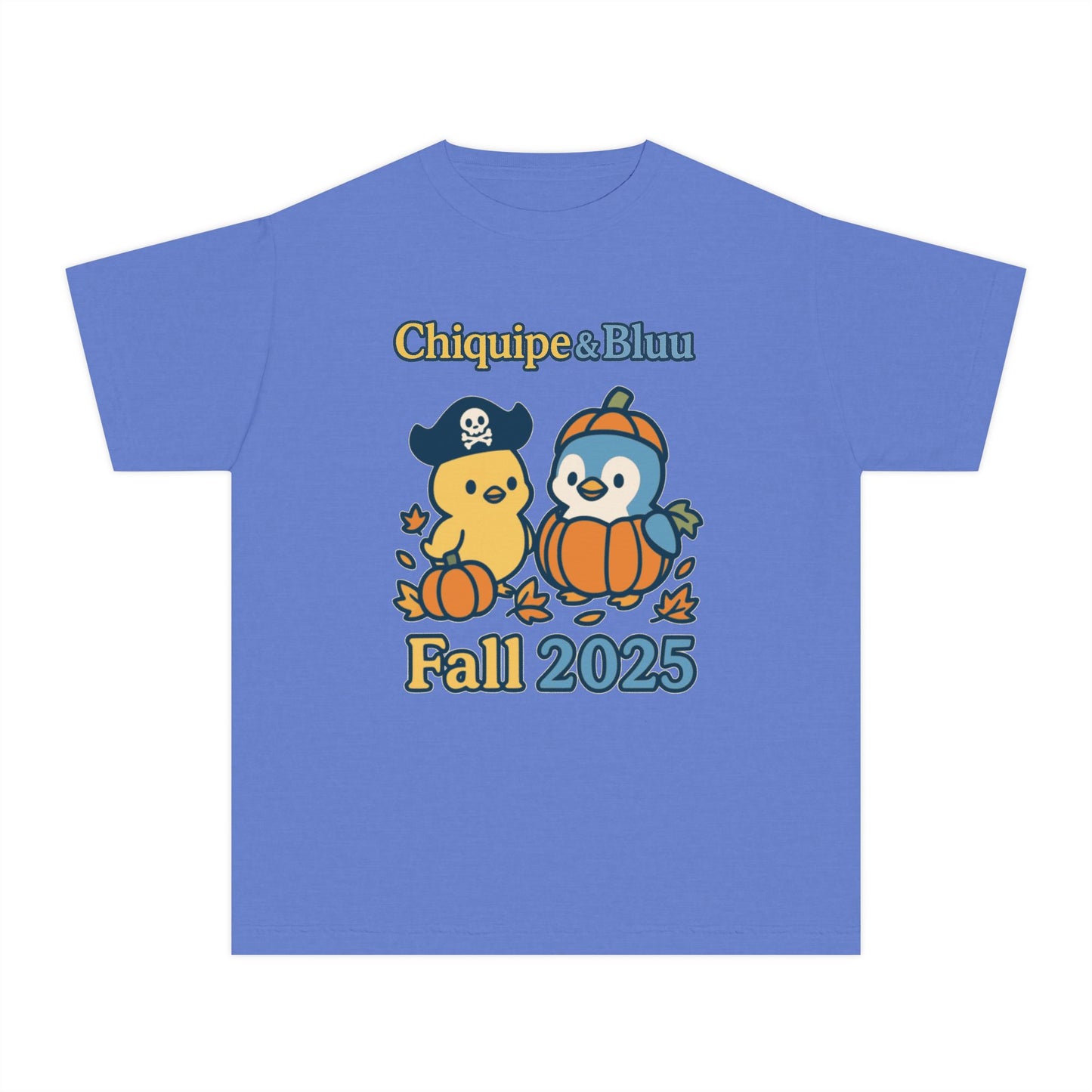 Adorable Fall Youth Tee, Cute Pirate and Penguin Design, Kids Halloween Shirt, Autumn Apparel, Seasonal Graphic Tee