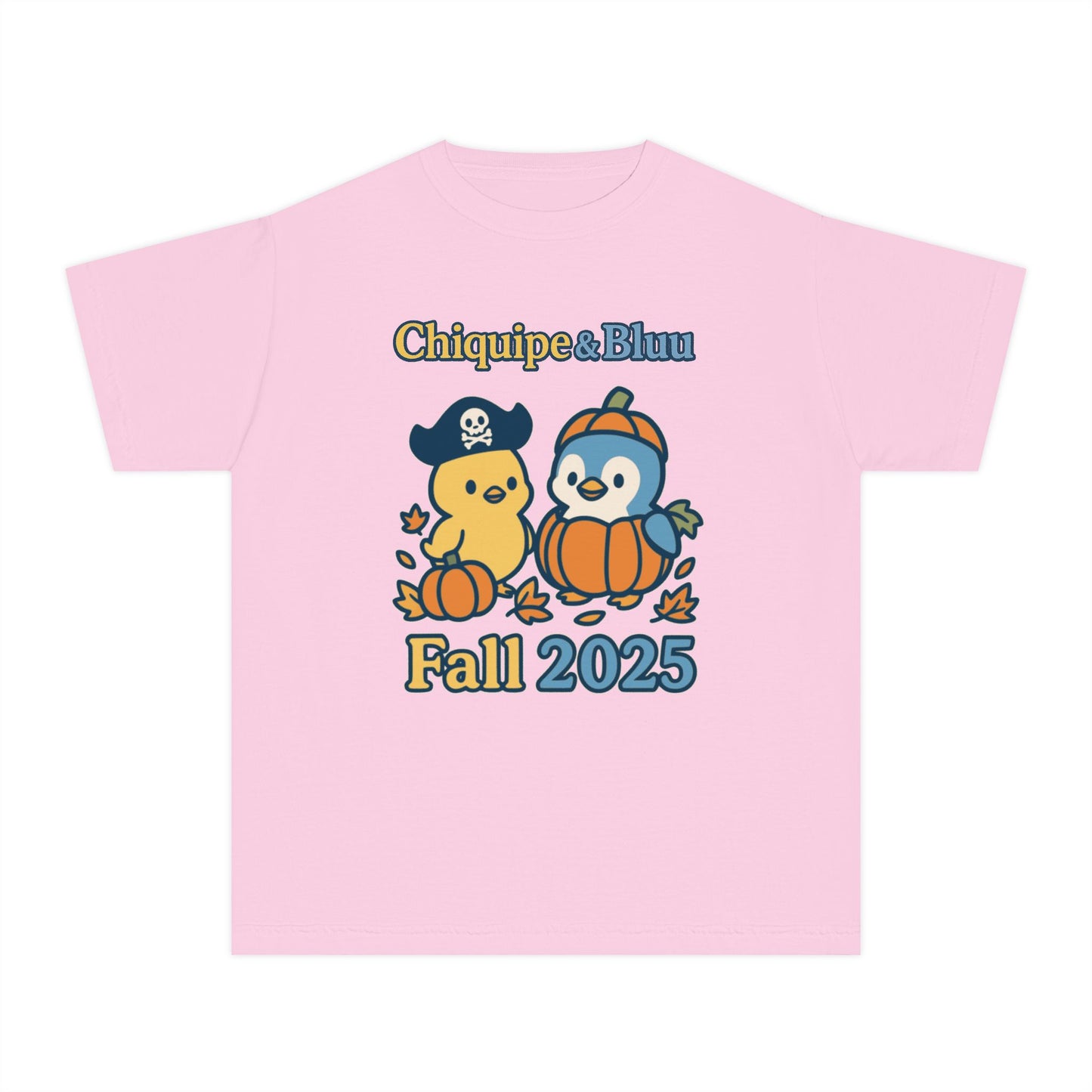 Adorable Fall Youth Tee, Cute Pirate and Penguin Design, Kids Halloween Shirt, Autumn Apparel, Seasonal Graphic Tee