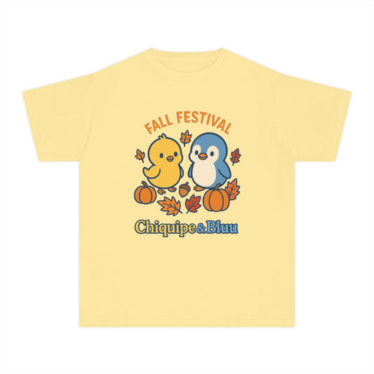 Fall Festival Youth Tee, Cute Kids Shirt, Autumn Apparel, Seasonal T-Shirt, Thanksgiving Gift, Cartoon Design