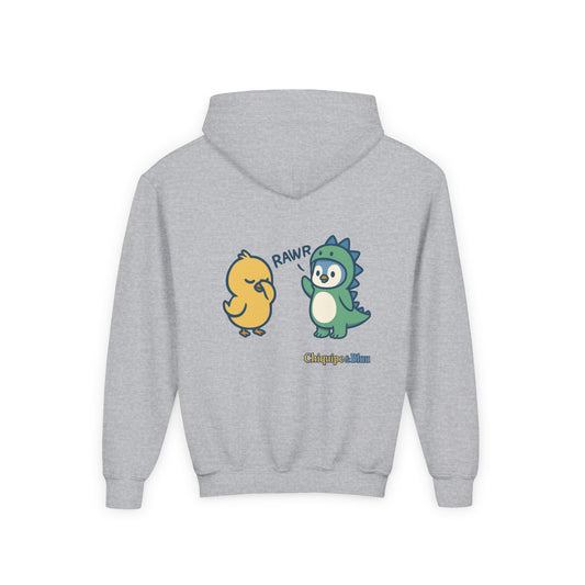 Chiquipe & Bluu Youth Hoodie, Fun Kids Sweatshirt, Cozy Pullover for Playdates, Birthday Gift, Cute Animal Design