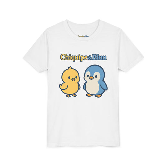 Chiquipe & Bluu Youth Tee - Cute Cartoon Friends Design, Kids T-Shirt, Gift for Children, Playtime Apparel, Summer Wear