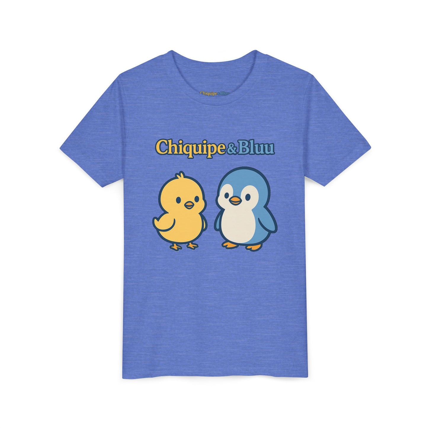 Chiquipe & Bluu Youth Tee - Cute Cartoon Friends Design, Kids T-Shirt, Gift for Children, Playtime Apparel, Summer Wear