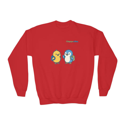 Cute Bird Friends Youth Crewneck Sweatshirt - Adorable Gift, Cozy Apparel, Kids' Fashion, Fun Outfits, Birthday Present