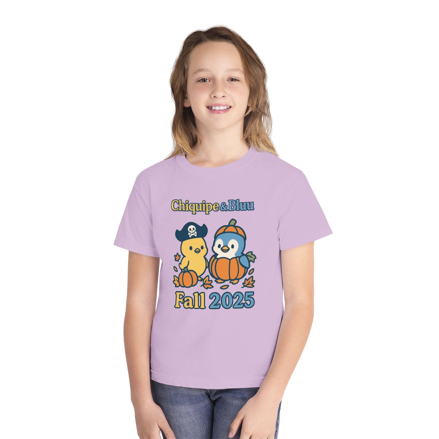 Adorable Fall Youth Tee, Cute Pirate and Penguin Design, Kids Halloween Shirt, Autumn Apparel, Seasonal Graphic Tee