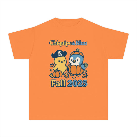 Adorable Fall Youth Tee, Cute Pirate and Penguin Design, Kids Halloween Shirt, Autumn Apparel, Seasonal Graphic Tee