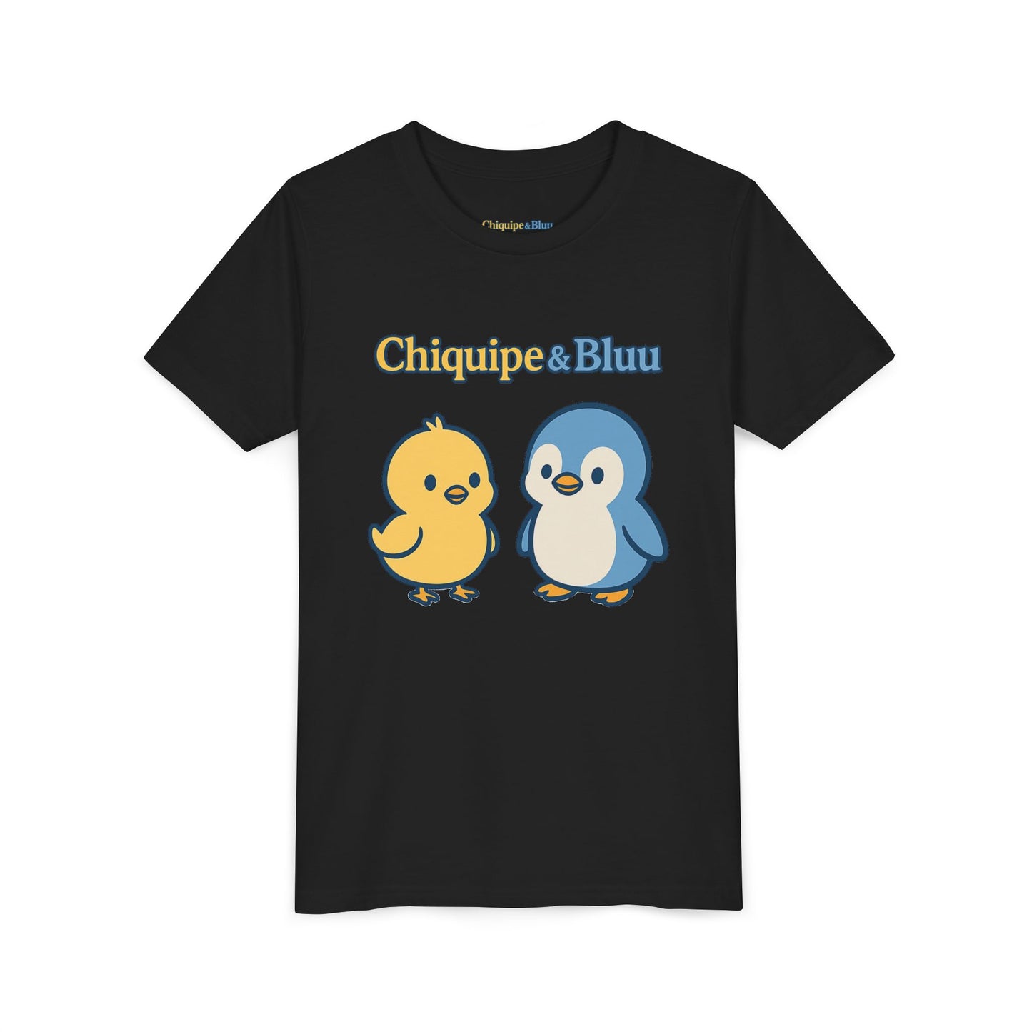Chiquipe & Bluu Youth Tee - Cute Cartoon Friends Design, Kids T-Shirt, Gift for Children, Playtime Apparel, Summer Wear