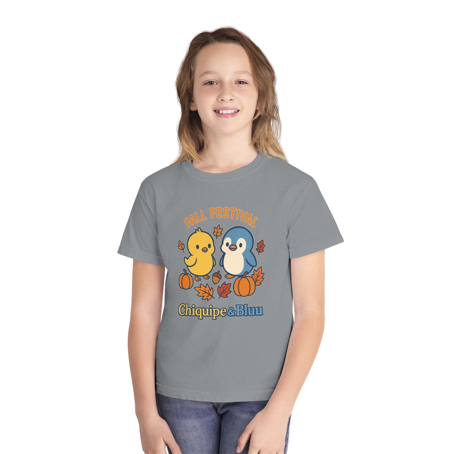 Fall Festival Youth Tee, Cute Kids Shirt, Autumn Apparel, Seasonal T-Shirt, Thanksgiving Gift, Cartoon Design