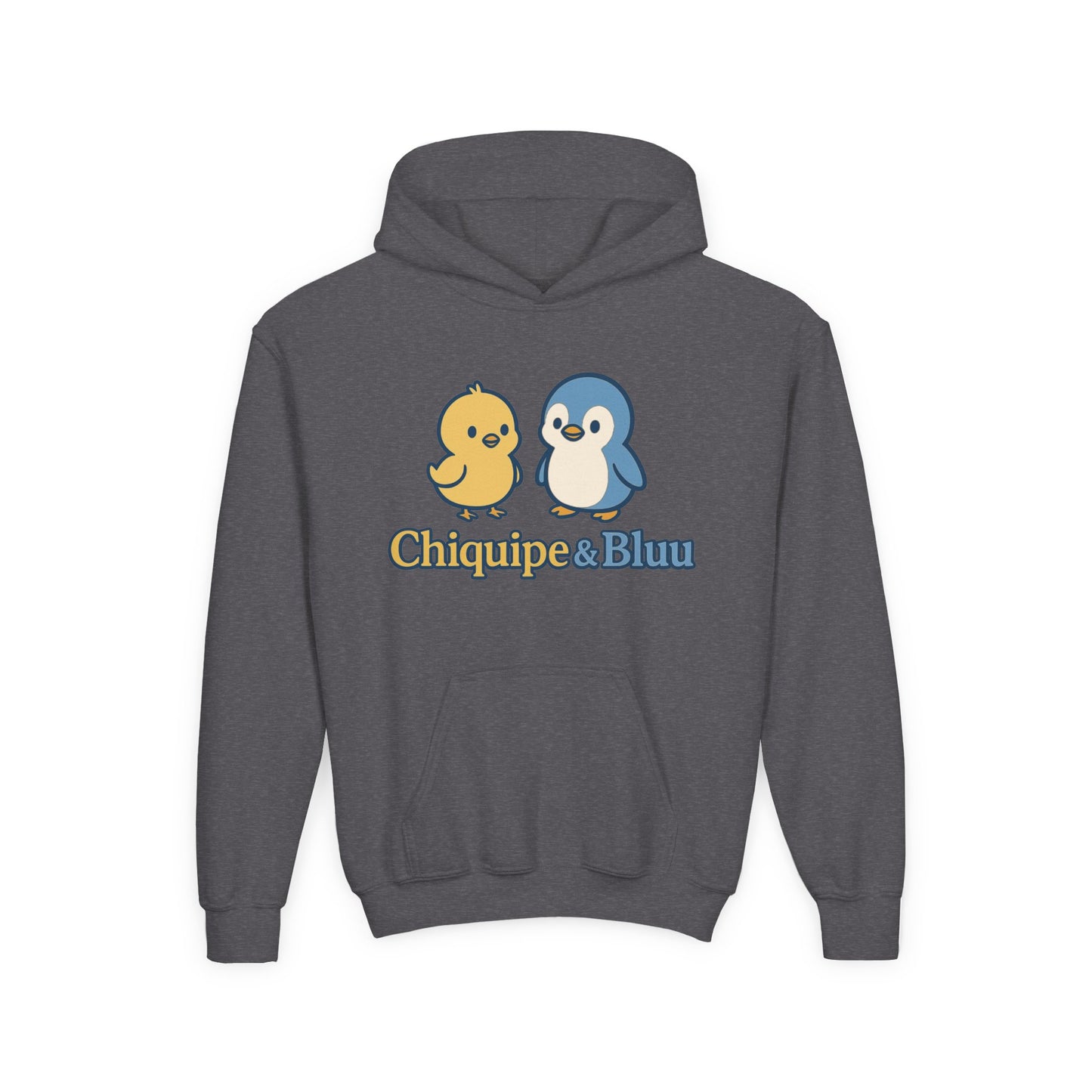 Youth Hoodie with Cute Character Design - Cozy Gift for Kids, Casual Wear, Birthday, Holiday, Fun Apparel, Chiquipe & Bluu