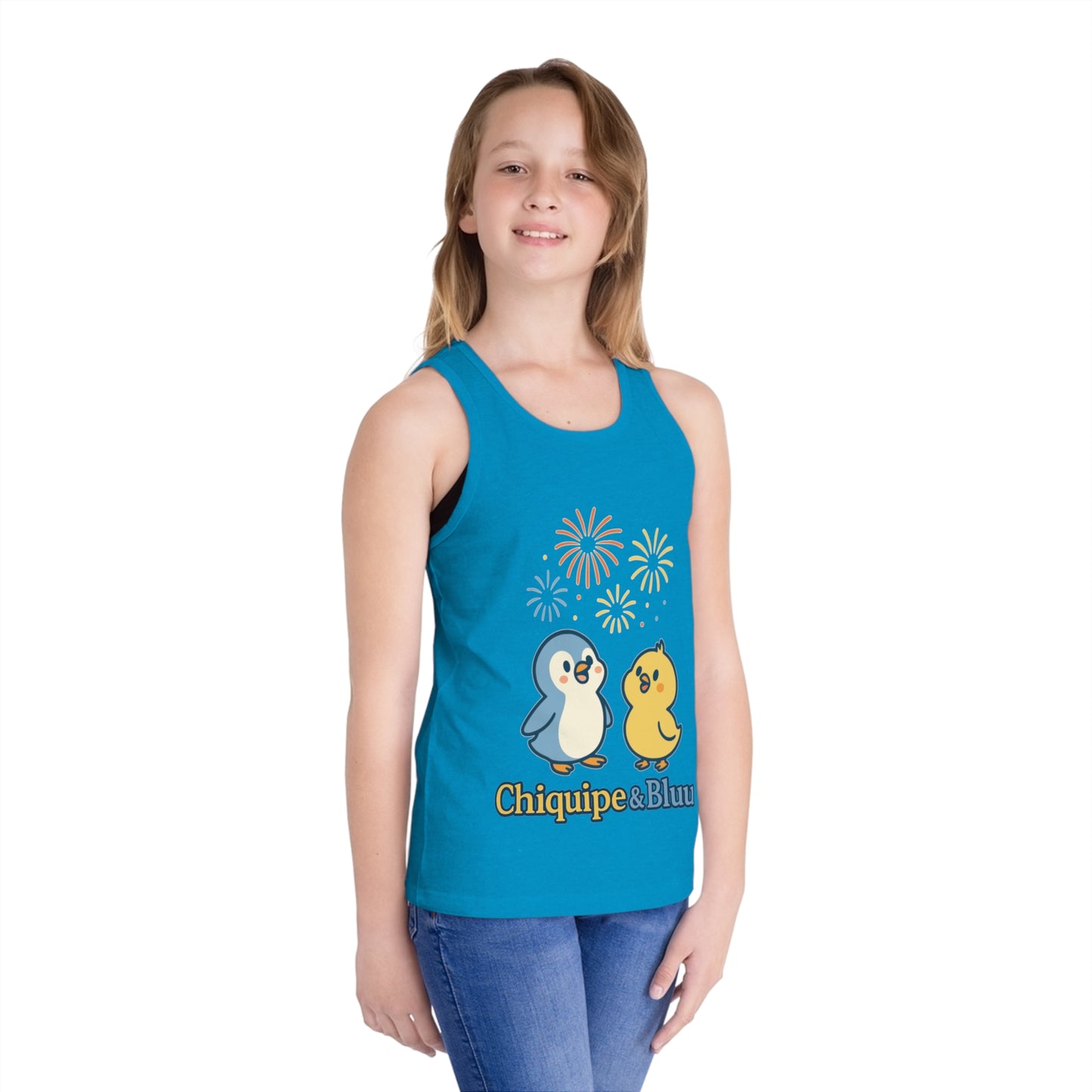 Festive Animal Print Kid's Jersey Tank Top, Summer Outing, Birthday Gift, Cute Cartoon Top, Playful Design, Kids Apparel