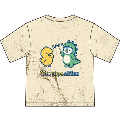 Kids T-Shirt — "Chiquipe & Bluu" Cute Dino & Chick Graphic Youth Tee