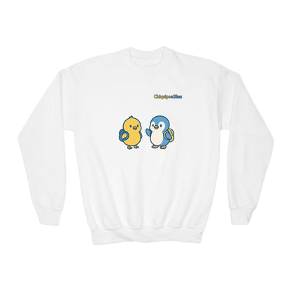 Cute Bird Friends Youth Crewneck Sweatshirt - Adorable Gift, Cozy Apparel, Kids' Fashion, Fun Outfits, Birthday Present