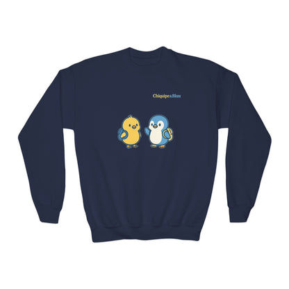 Cute Bird Friends Youth Crewneck Sweatshirt - Adorable Gift, Cozy Apparel, Kids' Fashion, Fun Outfits, Birthday Present