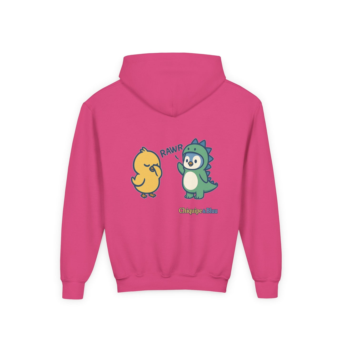 Chiquipe & Bluu Youth Hoodie, Fun Kids Sweatshirt, Cozy Pullover for Playdates, Birthday Gift, Cute Animal Design