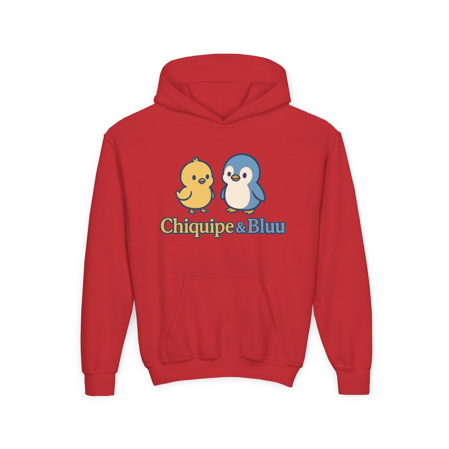 Youth Hoodie with Cute Character Design - Cozy Gift for Kids, Casual Wear, Birthday, Holiday, Fun Apparel, Chiquipe & Bluu