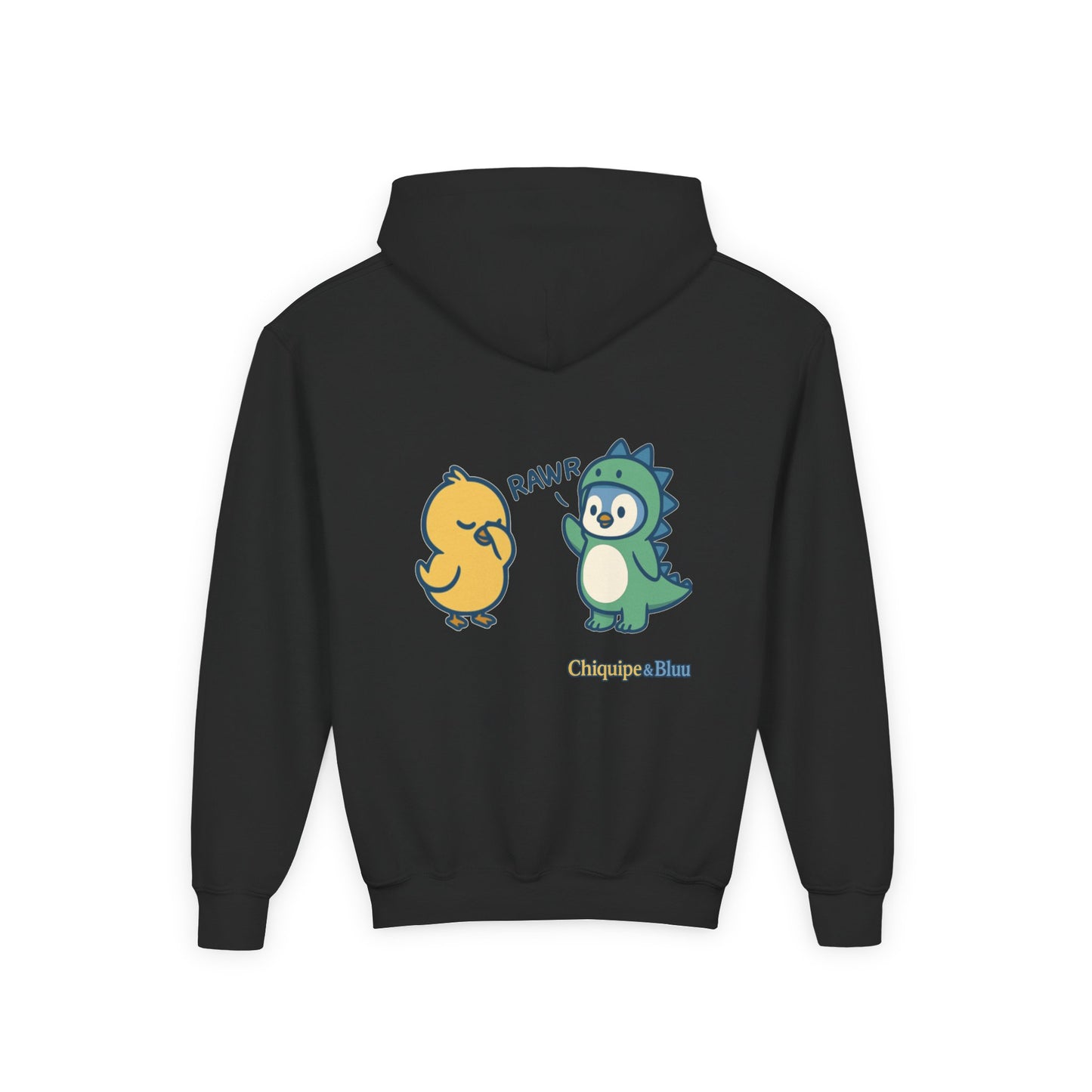 Chiquipe & Bluu Youth Hoodie, Fun Kids Sweatshirt, Cozy Pullover for Playdates, Birthday Gift, Cute Animal Design