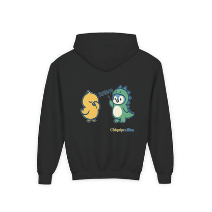 Chiquipe & Bluu Youth Hoodie, Fun Kids Sweatshirt, Cozy Pullover for Playdates, Birthday Gift, Cute Animal Design