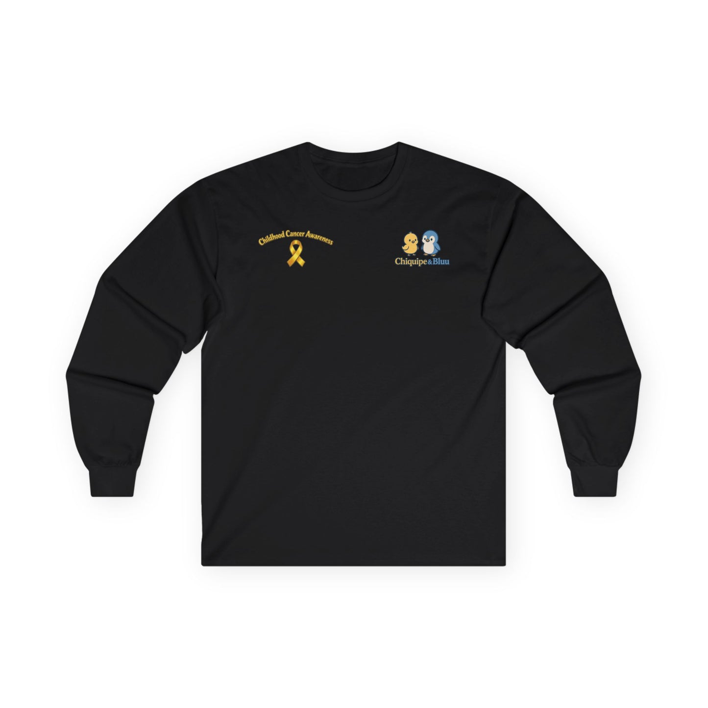 Long Sleeve Tee — Childhood Cancer Awareness 'Champion for a Cure' Ribbon Design