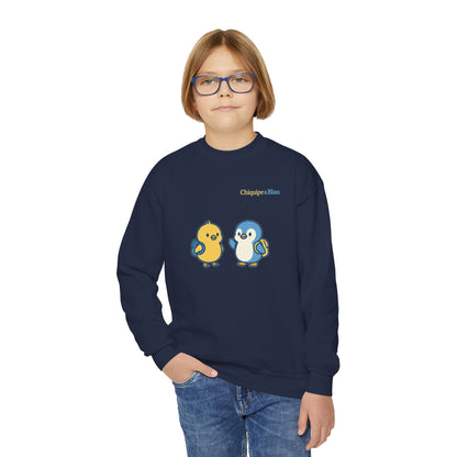Cute Bird Friends Youth Crewneck Sweatshirt - Adorable Gift, Cozy Apparel, Kids' Fashion, Fun Outfits, Birthday Present