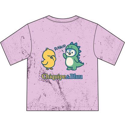 Kids T-Shirt — "Chiquipe & Bluu" Cute Dino & Chick Graphic Youth Tee