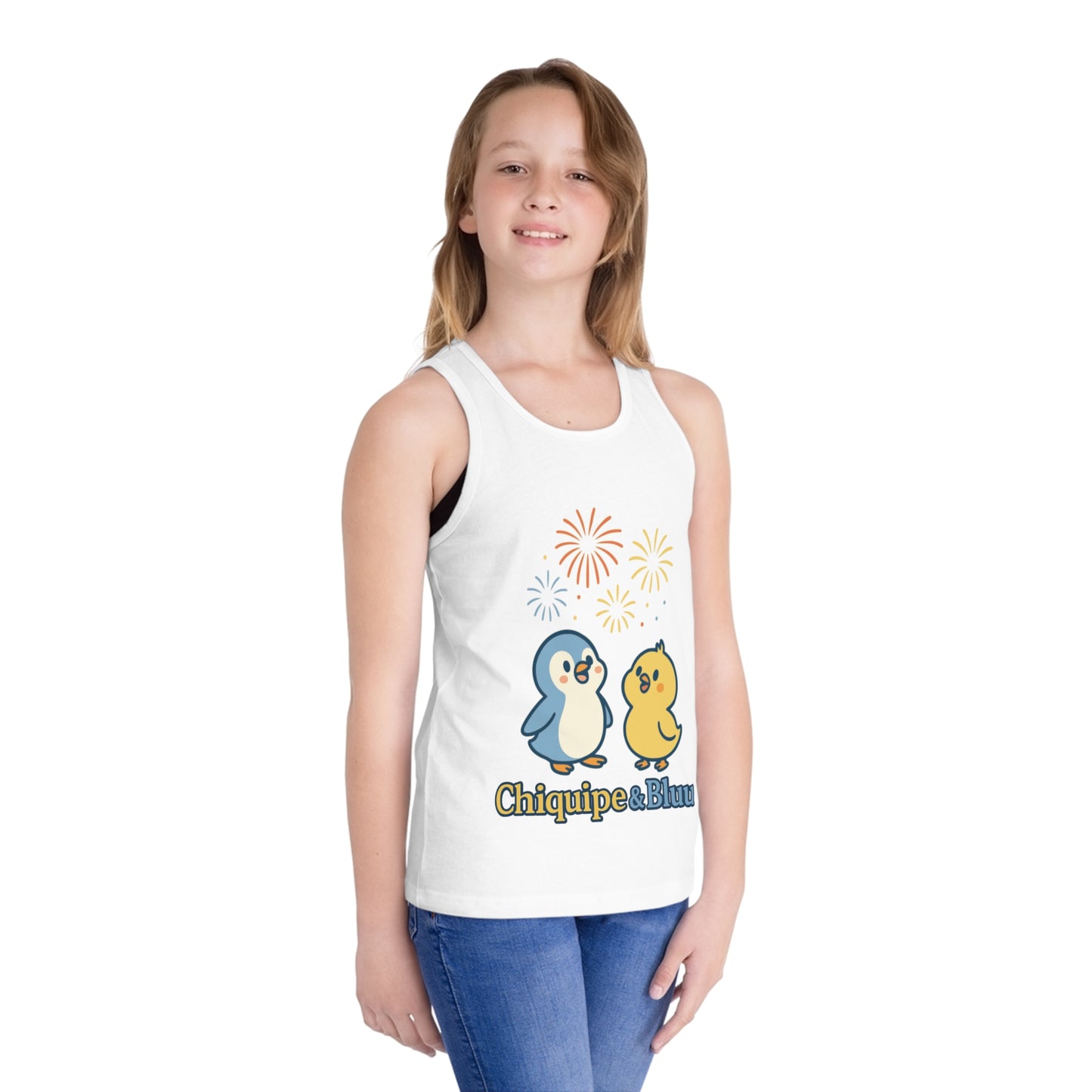Festive Animal Print Kid's Jersey Tank Top, Summer Outing, Birthday Gift, Cute Cartoon Top, Playful Design, Kids Apparel