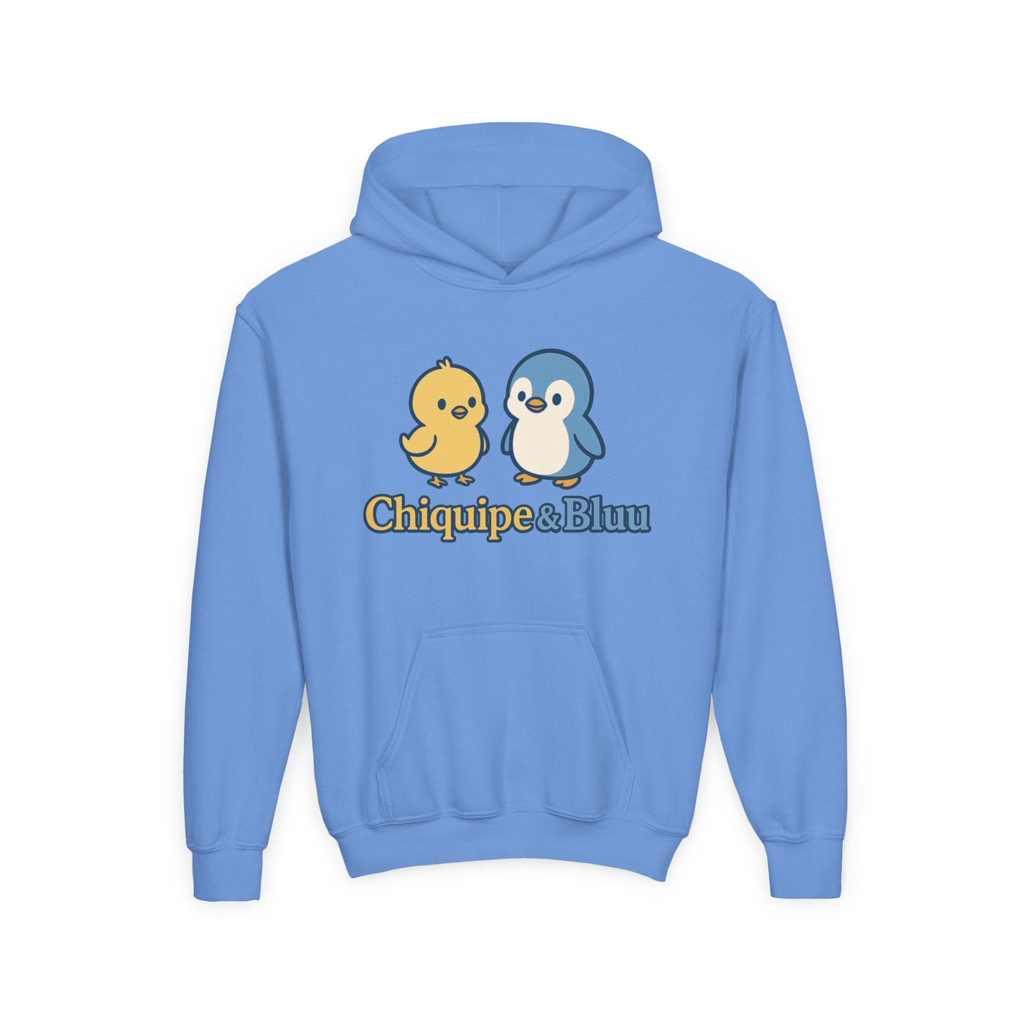 Youth Hoodie with Cute Character Design - Cozy Gift for Kids, Casual Wear, Birthday, Holiday, Fun Apparel, Chiquipe & Bluu