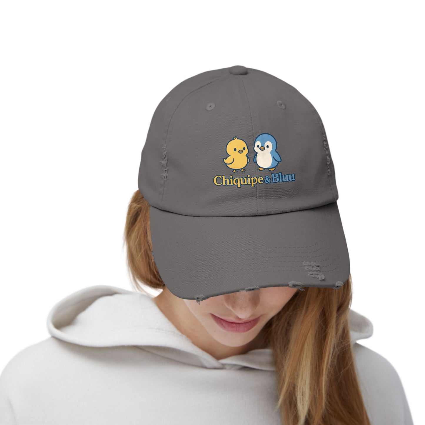 Unisex Distressed Cap with Adorable Chiquipe & Bluu Design, Fun Accessories for Everyday Wear, Perfect Gift for Animal Lovers, Summer [...]