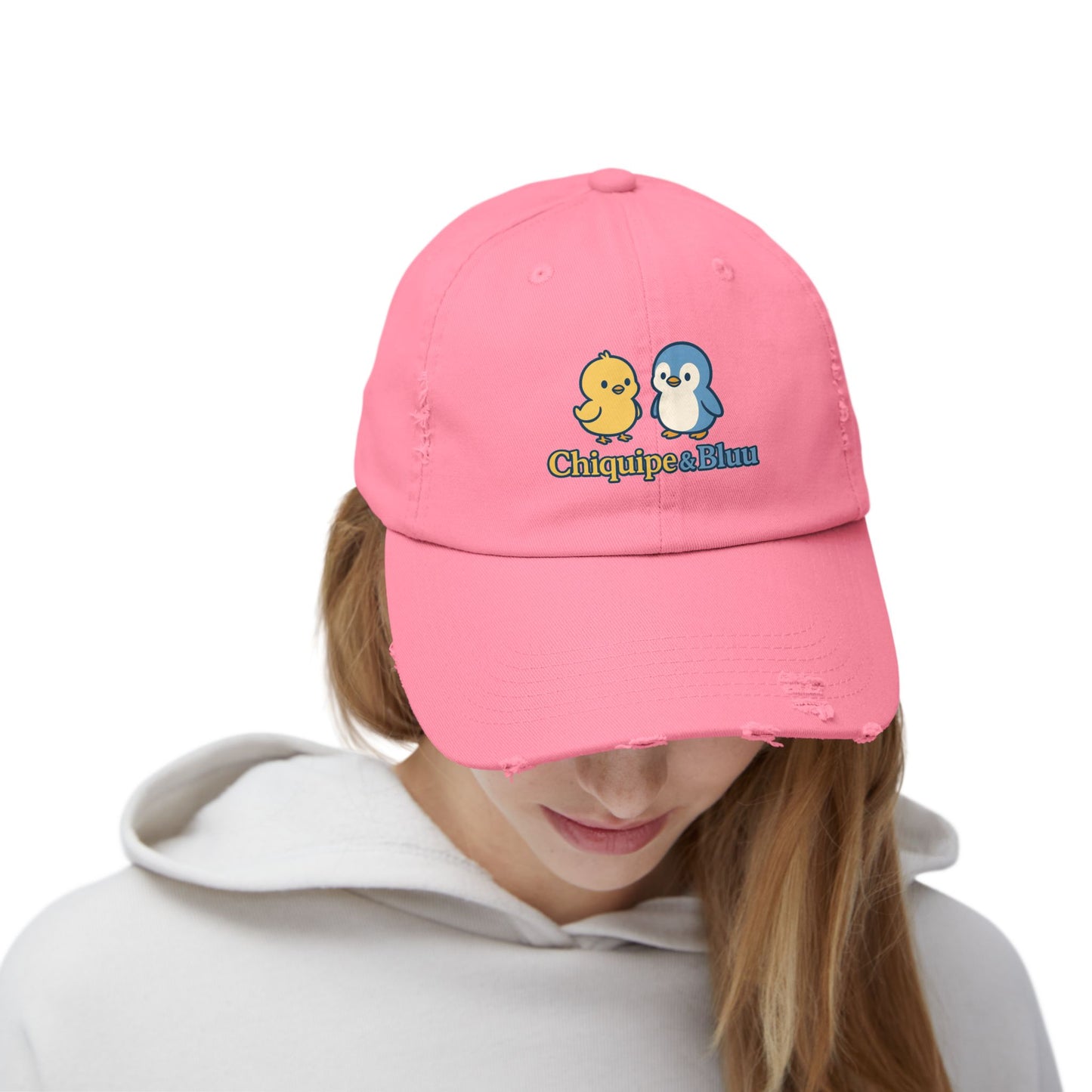 Unisex Distressed Cap with Adorable Chiquipe & Bluu Design, Fun Accessories for Everyday Wear, Perfect Gift for Animal Lovers, Summer [...]