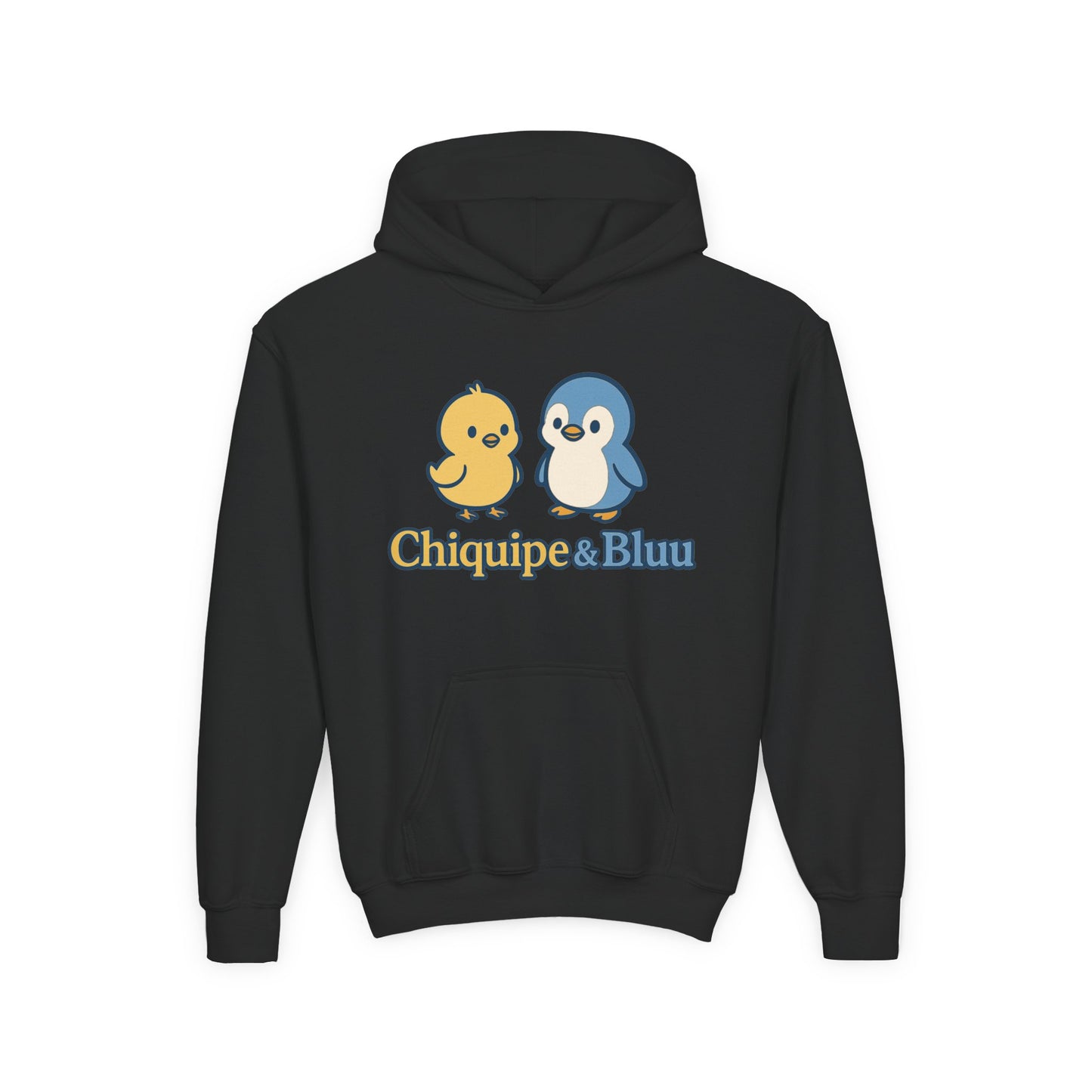 Youth Hoodie with Cute Character Design - Cozy Gift for Kids, Casual Wear, Birthday, Holiday, Fun Apparel, Chiquipe & Bluu