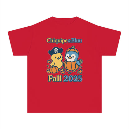 Adorable Fall Youth Tee, Cute Pirate and Penguin Design, Kids Halloween Shirt, Autumn Apparel, Seasonal Graphic Tee