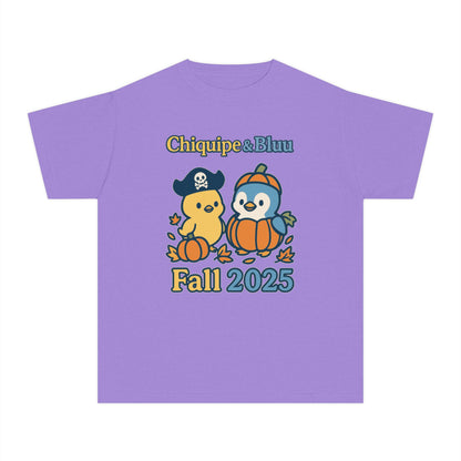 Adorable Fall Youth Tee, Cute Pirate and Penguin Design, Kids Halloween Shirt, Autumn Apparel, Seasonal Graphic Tee