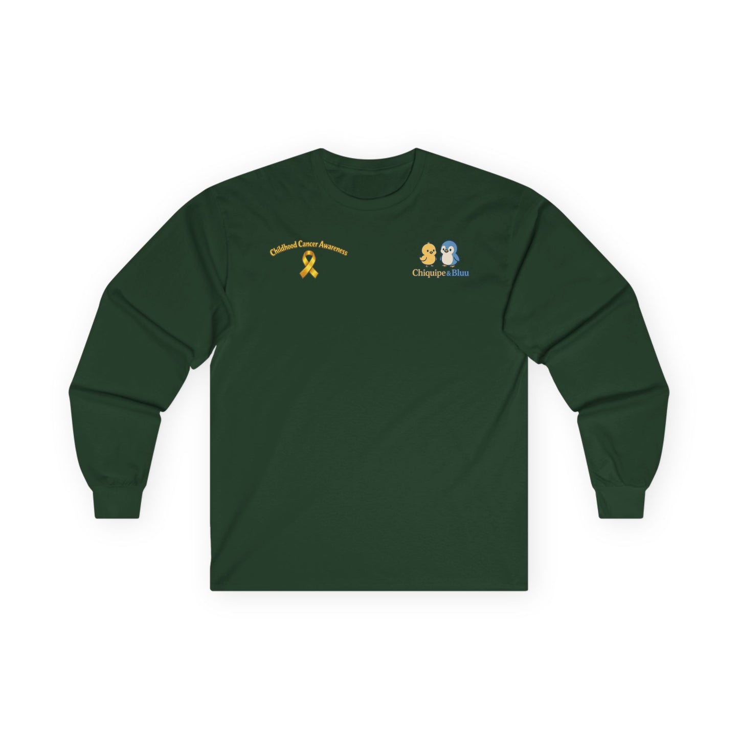 Long Sleeve Tee — Childhood Cancer Awareness 'Champion for a Cure' Ribbon Design