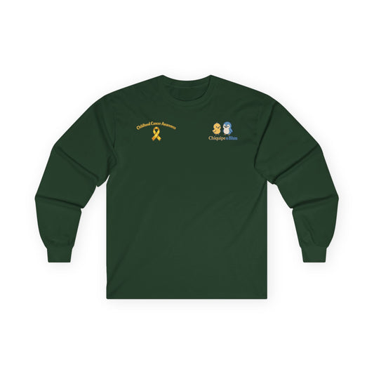 Long Sleeve Tee — Childhood Cancer Awareness 'Champion for a Cure' Ribbon Design