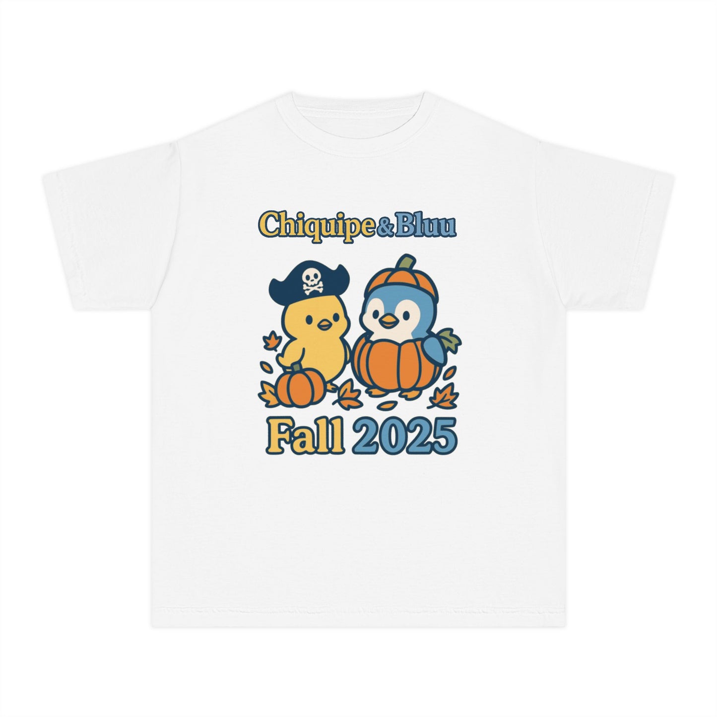 Adorable Fall Youth Tee, Cute Pirate and Penguin Design, Kids Halloween Shirt, Autumn Apparel, Seasonal Graphic Tee