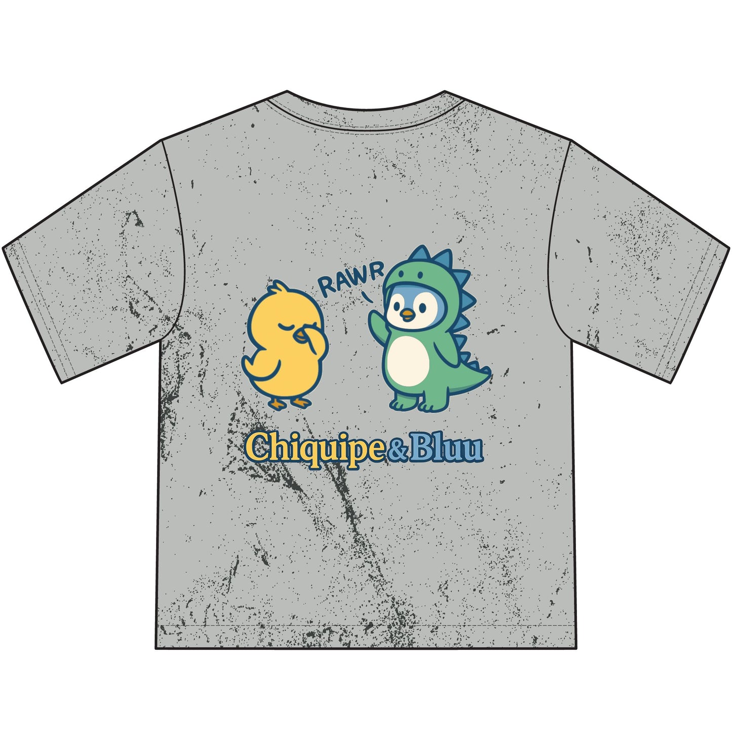 Kids T-Shirt — "Chiquipe & Bluu" Cute Dino & Chick Graphic Youth Tee