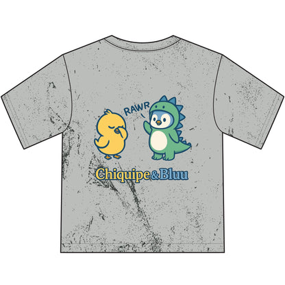 Kids T-Shirt — "Chiquipe & Bluu" Cute Dino & Chick Graphic Youth Tee