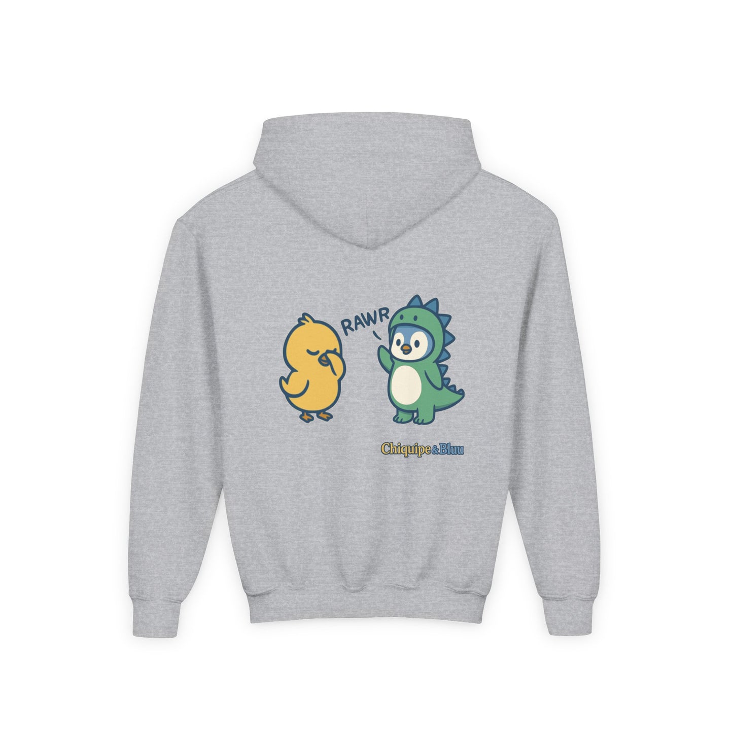 Chiquipe & Bluu Youth Hoodie, Fun Kids Sweatshirt, Cozy Pullover for Playdates, Birthday Gift, Cute Animal Design
