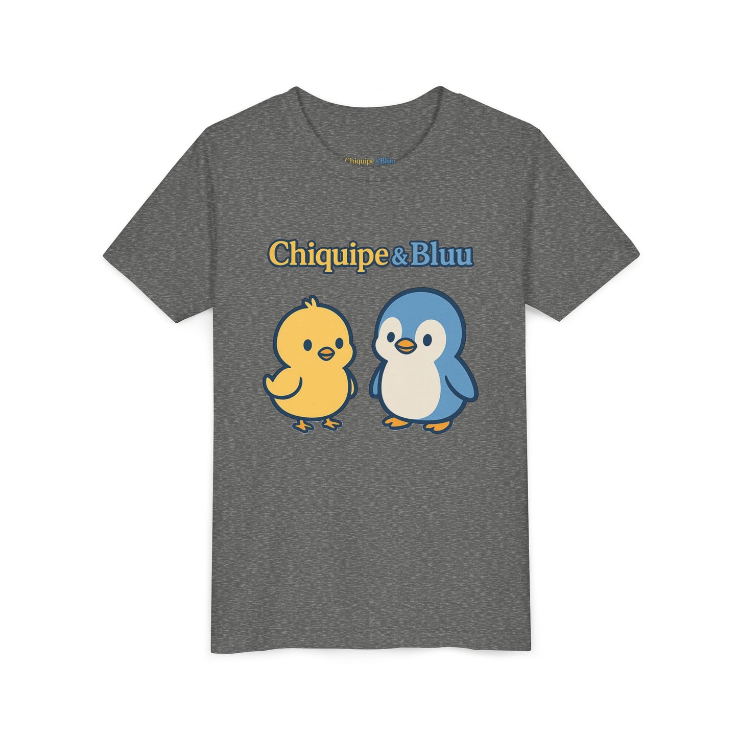 Chiquipe & Bluu Youth Tee - Cute Cartoon Friends Design, Kids T-Shirt, Gift for Children, Playtime Apparel, Summer Wear