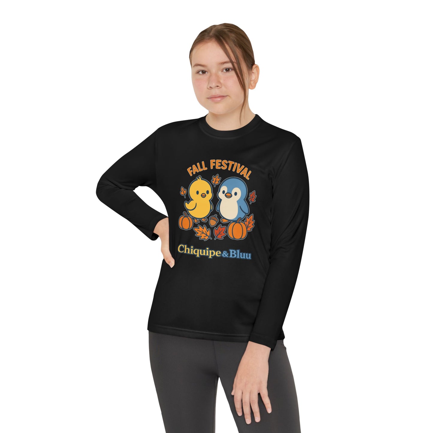 Fall Festival Youth Long Sleeve Tee, Cute Autumn Shirt for Kids, Perfect for Thanksgiving, Halloween, Family Gatherings, Cozy Casual Wear