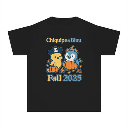 Adorable Fall Youth Tee, Cute Pirate and Penguin Design, Kids Halloween Shirt, Autumn Apparel, Seasonal Graphic Tee