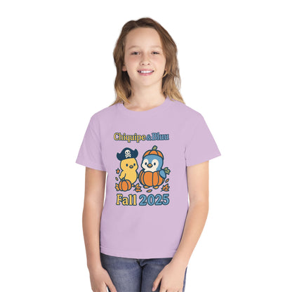 Adorable Fall Youth Tee, Cute Pirate and Penguin Design, Kids Halloween Shirt, Autumn Apparel, Seasonal Graphic Tee