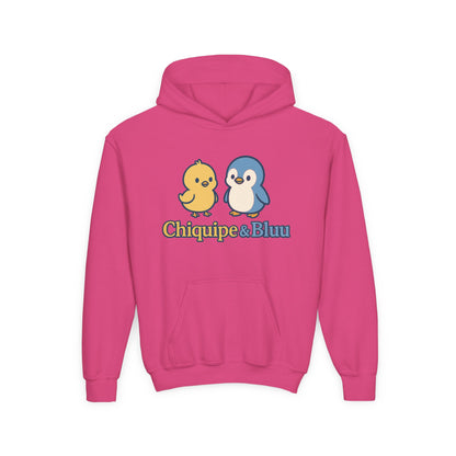 Youth Hoodie with Cute Character Design - Cozy Gift for Kids, Casual Wear, Birthday, Holiday, Fun Apparel, Chiquipe & Bluu
