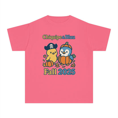 Adorable Fall Youth Tee, Cute Pirate and Penguin Design, Kids Halloween Shirt, Autumn Apparel, Seasonal Graphic Tee