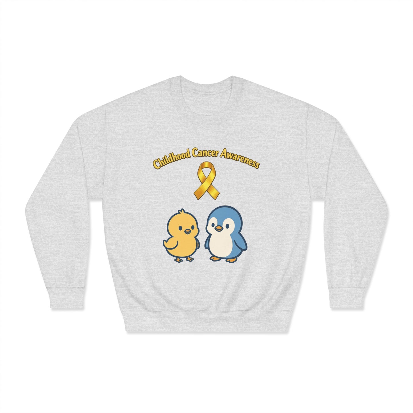 Childhood Cancer Awareness Crewneck Sweatshirt — Gold Ribbon with Chiquipe&Bluu