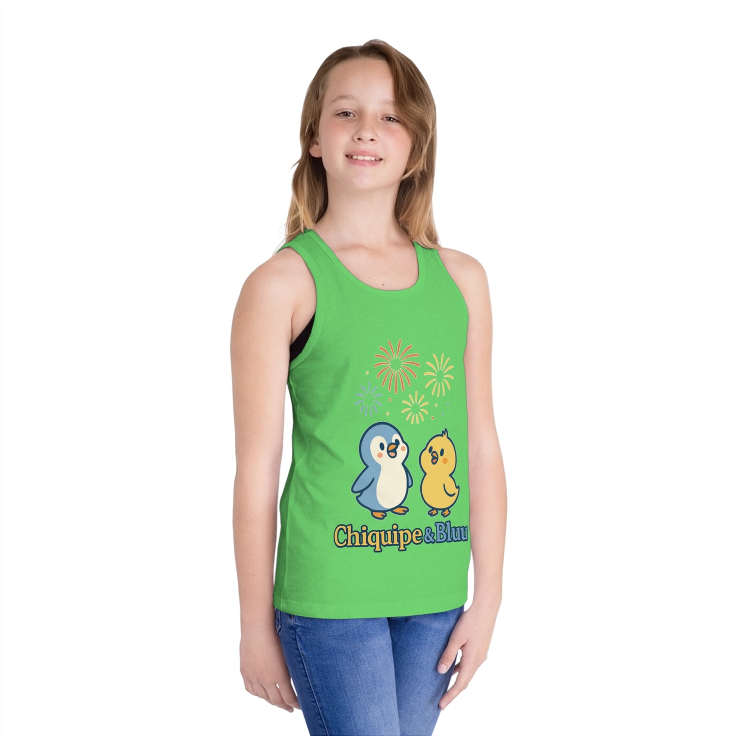 Festive Animal Print Kid's Jersey Tank Top, Summer Outing, Birthday Gift, Cute Cartoon Top, Playful Design, Kids Apparel