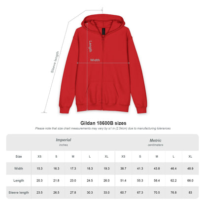 Youth Zipped Hoodie — Cute Chiquipe & Bluu Dino Cartoon Design