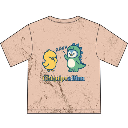 Kids T-Shirt — "Chiquipe & Bluu" Cute Dino & Chick Graphic Youth Tee