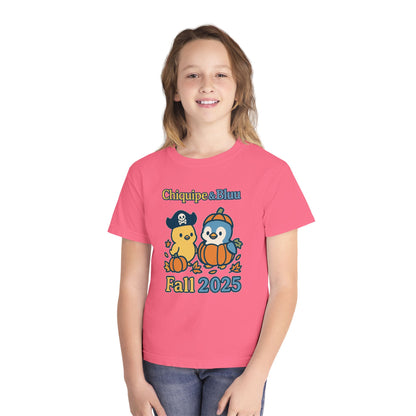 Adorable Fall Youth Tee, Cute Pirate and Penguin Design, Kids Halloween Shirt, Autumn Apparel, Seasonal Graphic Tee