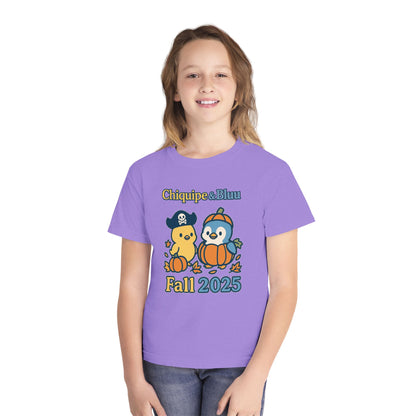Adorable Fall Youth Tee, Cute Pirate and Penguin Design, Kids Halloween Shirt, Autumn Apparel, Seasonal Graphic Tee