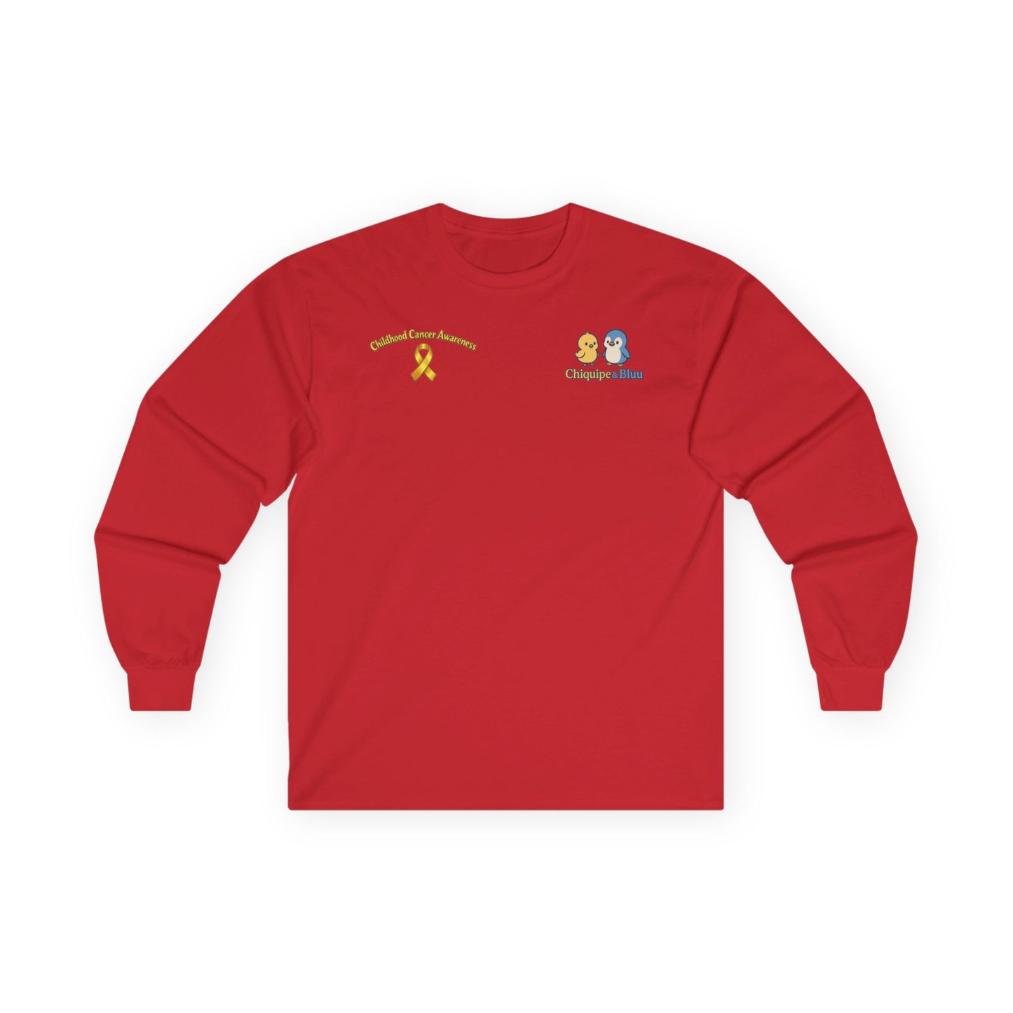 Long Sleeve Tee — Childhood Cancer Awareness 'Champion for a Cure' Ribbon Design