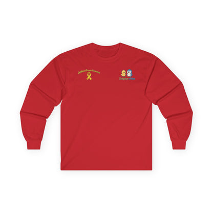 Long Sleeve Tee — Childhood Cancer Awareness 'Champion for a Cure' Ribbon Design